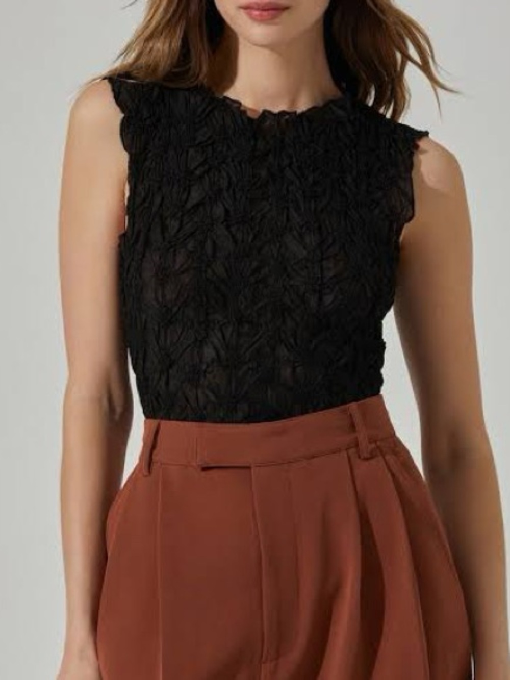 ASTR the Label Black Sleeveless Popcorn Blouse Top Nordstrom Rack M